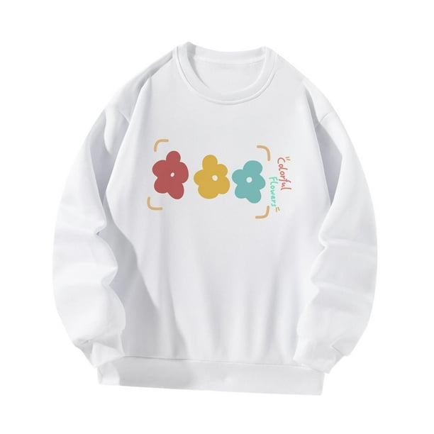 Sudadera para mujer estampada casual blanca camisa de manga larga tops de manga larga para SG