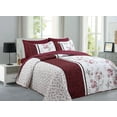 thumbnail image 1 of Burgundy Floral- 6Pcs Quilt Set Reversible Bedspread, 1 of 5