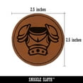 thumbnail image 2 of Fantasy Medieval Plate Armor 2.5" Faux Leather Round Engraved Iron-On Patch - Brown, 2 of 6