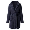 thumbnail image 4 of Lovskoo Womens Fleece Robe Warm Soft Flannel Bathrobes for Winter Thicker House Coat with Pockets B-Navy, 4 of 7