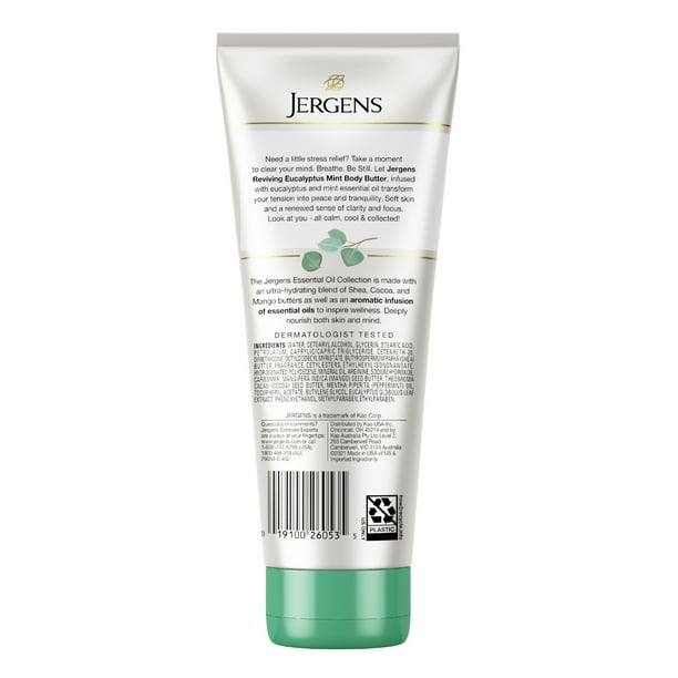 Jergens Eucalyptus Mint Body Butter, Smoothing Cream for Deep