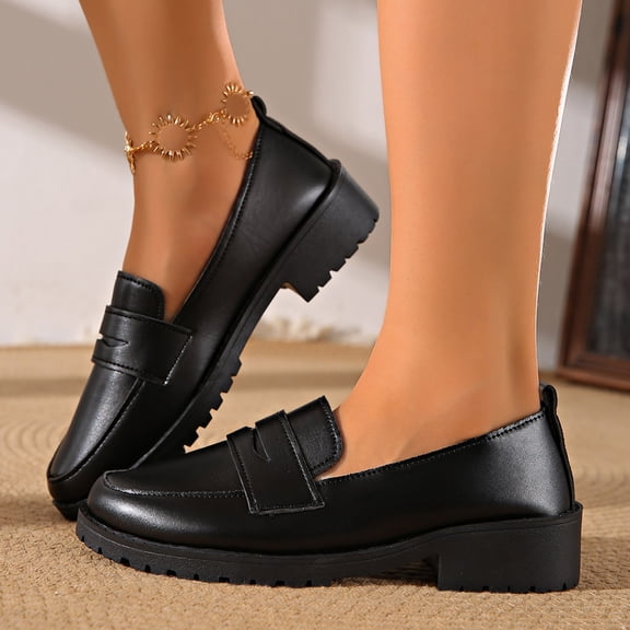 Women's Loafers, Slip on Comfortable Flat Shoes with Thick Sole, Versatile Casual Footwear for Work and Daily Wear