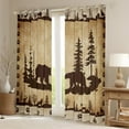 thumbnail image 2 of 2 Panels,(42Wx84L) Bear Curtains,Rustic Cabin Darkening Curtains,Farmhouse Country Antique Bear Moose Wildlife Window Curtains,Vintage Hunting Camping Tree Woodland Window Treatments, 2 of 5