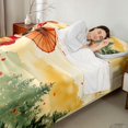 thumbnail image 4 of Manfei Watercolor Geisha Queen Sheet Sets for Girls, Red Umbrella Bed Set, Red Orange Green 4-Piece, 1 Flat Sheet, 1 Fitted Sheet and 2 Pillowcases, 4 of 6