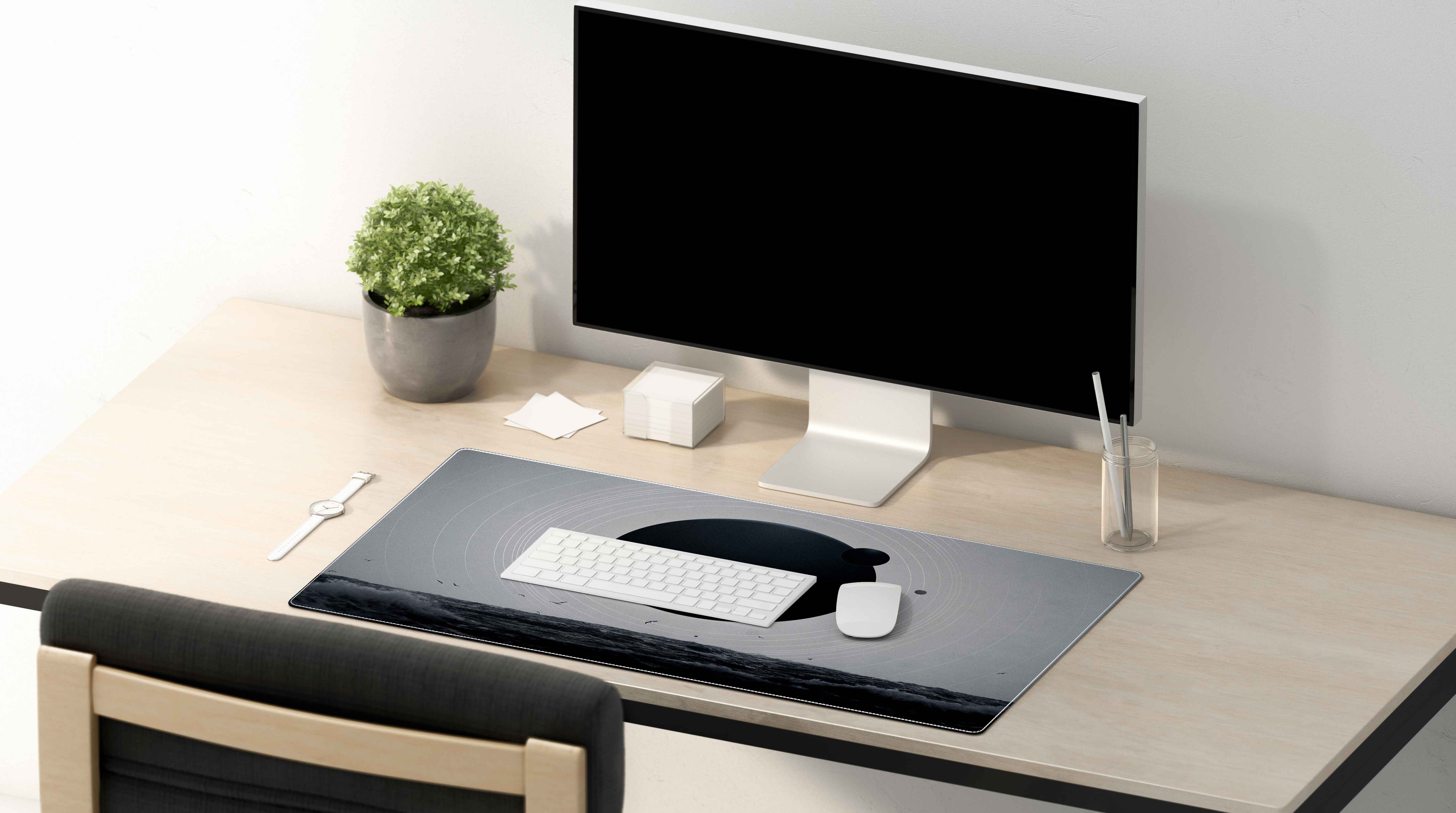 Desk Pad- -Ocean Planet View - Portable Large Desk Pad - Non Slip Water Resistant Rubber Base-Gaming Mouse Pad Keyboard Pad
