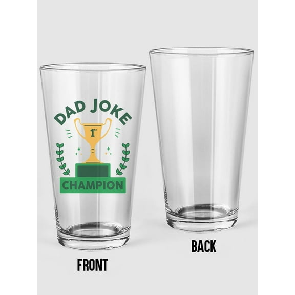 Dad Jokes Champion Pint Glass -Smartprints Designs, 16 oz Transparent Glass