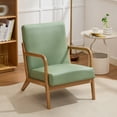 thumbnail image 2 of Mid Century Modern Accent Chair, Arm Chair Living Room Chairs with Lumbar Pillow Upholstered Lounge Reading Chair with Solid Wood Frame &Cat-Scratch Leather  for Living Room  (Aqua Green), 2 of 7