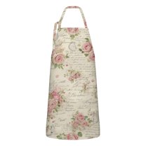 Pioneer Flower Floral Print Pattern Apron-Garden Aprons for Women with Pockets-Cotton Linen Waterproof Kitchen Cooking Gardening Aprons Adjustable for Kitchen,Cooking,BBQ and Salon 33x27 Inch
