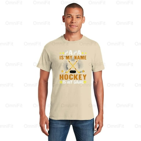 OmniFit25 Hockey Papa Is My Name Hockey Is My Game Quote  Grandfather Rink Fan Style Gear T-Shirt  for Unisex  up to size 5XL.