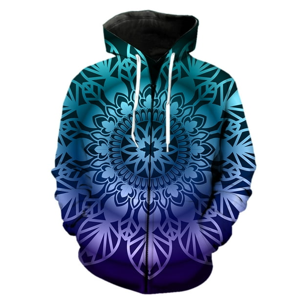 Sudadera con capucha y cremallera de mandala para hombre, divertida sudadera de manga larga, gran oferta 2024, moda hip hop, camisetas con estampado 3D, estilo Harajuku de gran tamaño.