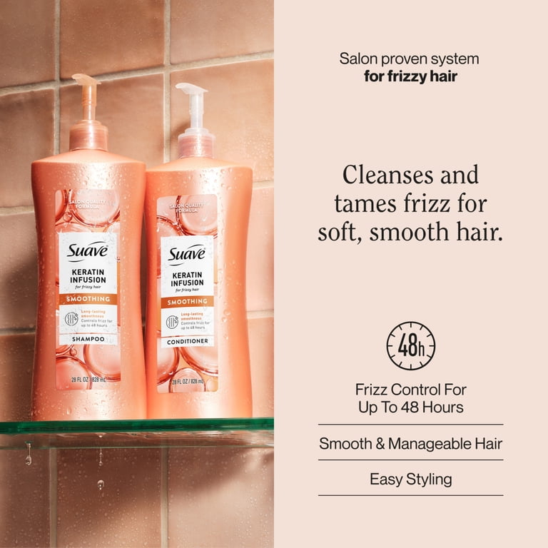 Suave Keratin Infusion Smoothing Shampoo For Frizzy Hair, 48HR
