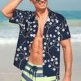 thumbnail image 4 of KLL Men's Hawaiian Shirt Short Sleeve Button Down Beach Shirts-Cherry Blossoms on Navy Background, 4 of 6