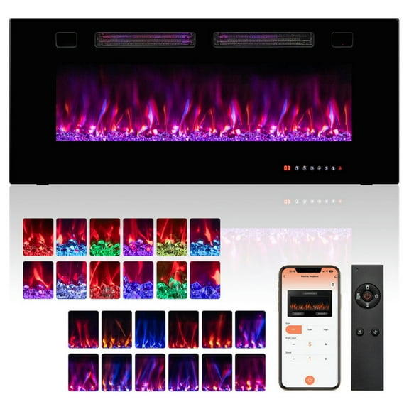 YYAo Electric Fireplace Heater, Indoor Heater,42/50/60/72 Inch Ultra-Thin Electric Fireplace with Decorative Crystals-72 inches