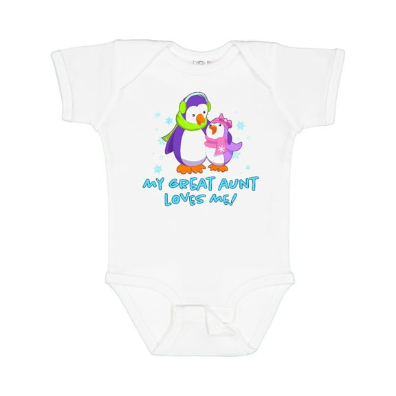 Inktastic My Great Aunt Loves Me Cute Penguins Girls Baby Bodysuit