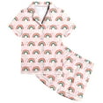 thumbnail image 5 of Teen Girls Silk Pajamas Set Rainbow Printed Button Down Sleepwear With Shorts 2PCS Summer Sleepwear Loungewear Set Girls Pajamas 12-13, 5 of 5