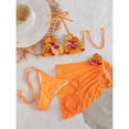 3pcs Women 3D Orchid Halter Bikini Set, Tie-Up Triangle Bottoms ...