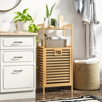 Harmijoy Tilt-out Laundry Hamper w/ 2-Tier Shelves & Tilt-out Basket Bamboo Organizer