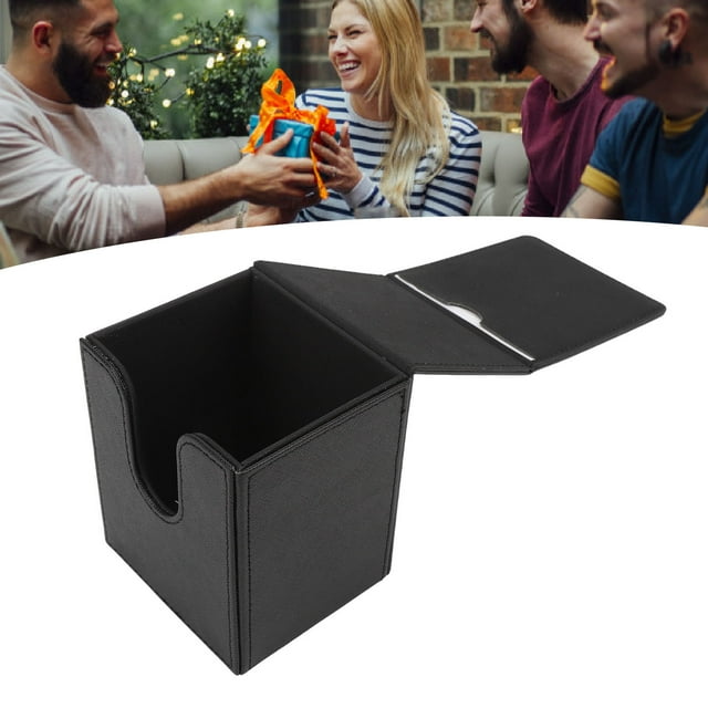 Large Capacity Magnetic Lid Closure PVC Picture Storage Container for SQ Photos with PVC and Faux Leather, Great for Bank Cards, Stamps