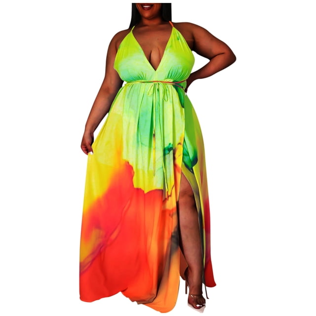 Ketyyh-chn99 Robe pour Femme Grande Taille Décontractée de Plage Robe d'Été Combishort Manches à Volants Short Robe Courte Jaune,5TG