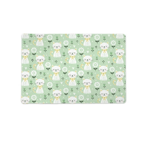 Cats And Flowers Mat Rectangle -Image by Shutterstock,