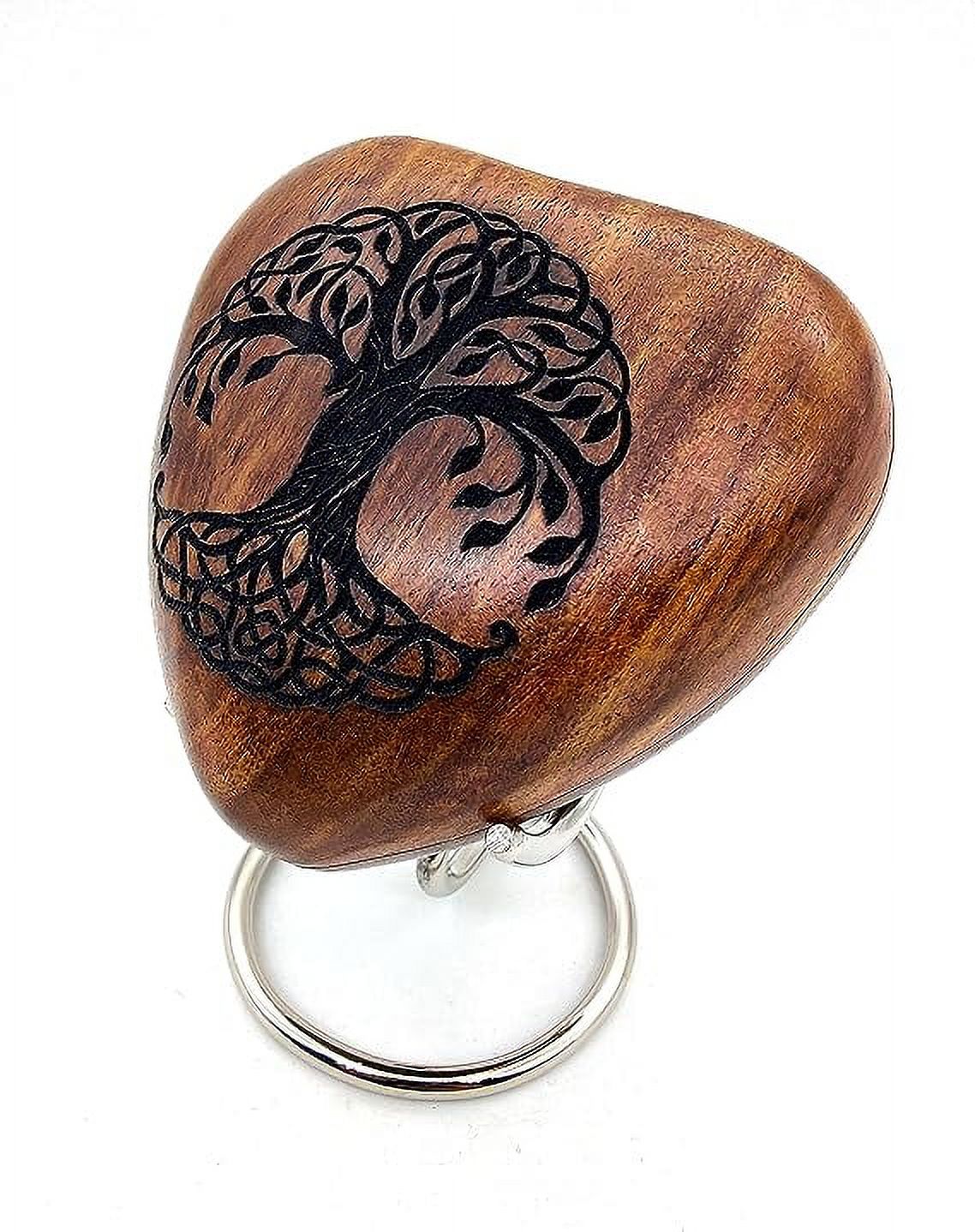 Tree Of Life Wooden Heart Urn Keepsake Cremation Urn for Human pet Ashes Handcrafted Urn Heart Shaped - Perfect for Adults & Infants comes with Brass Stand