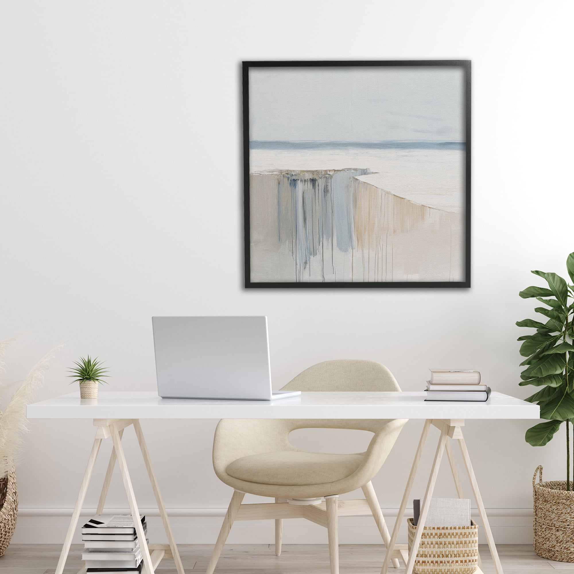 Stupell Industries Precipice Neutral Abstraction Black Framed Giclee Art, design by Svetlana Aleynikova