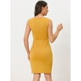 thumbnail image 3 of Unique Bargains Sleeveless Sheath Dress Women's Boat Neck Casual Office Dresses XL Yellow, 3 of 6