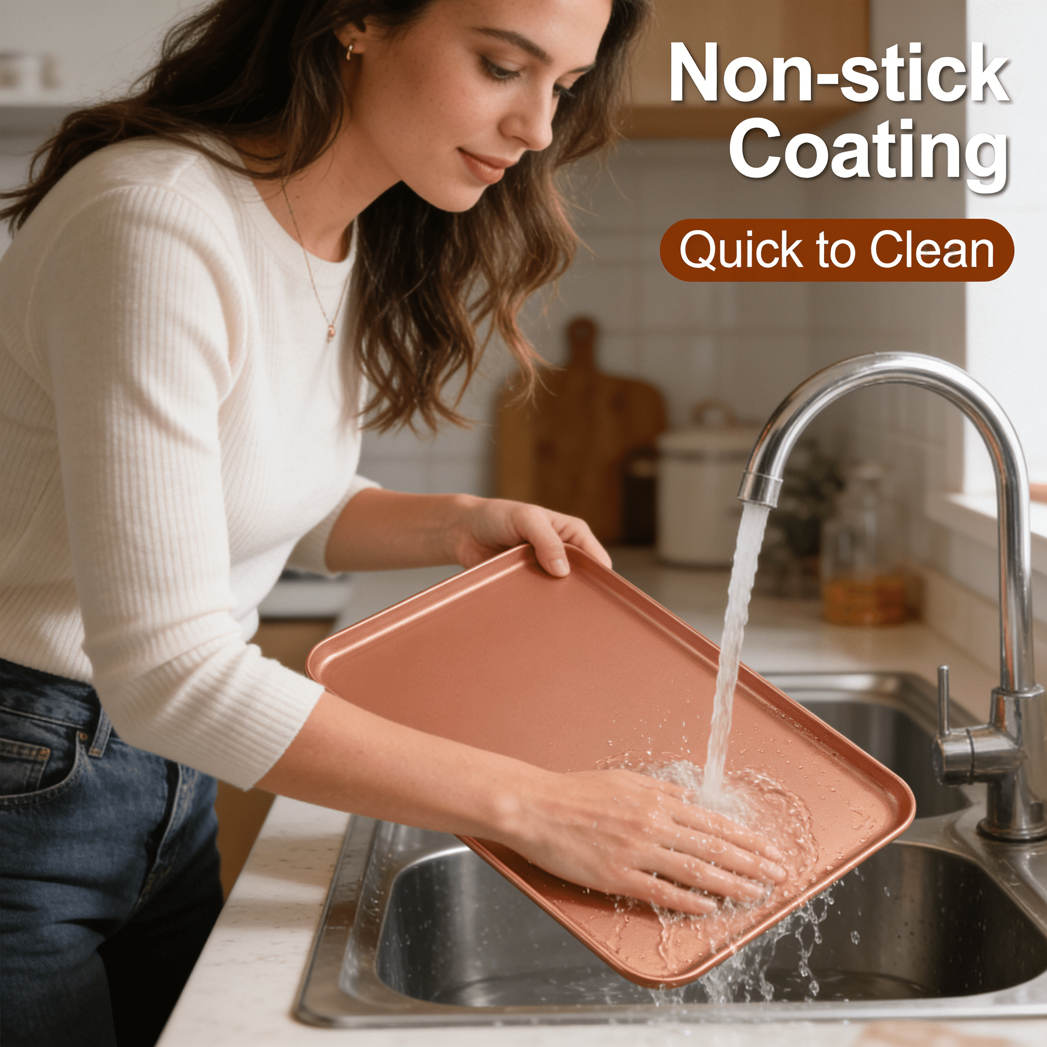 ACDANC 2026 New 2Pcs Baking Sheets Multipurpose Design Non Stick Cookie Baking Sheet for Cookies Cakes Breads Seamless Construction Cake Pans