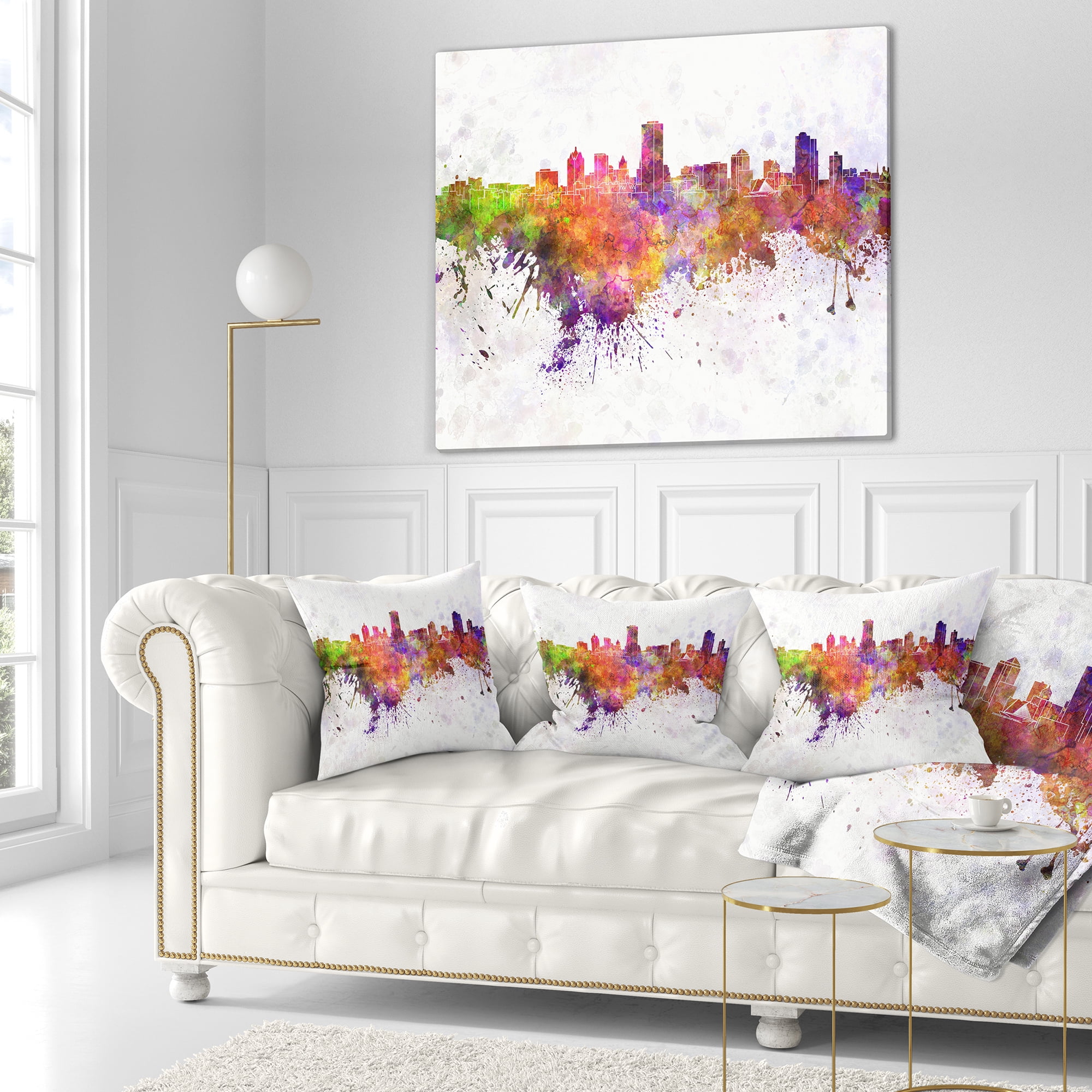 Designart Milwaukee Skyline - Cityscape Throw Pillow - 16x16