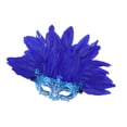 thumbnail image 4 of Máscara de plumas artificiales de media cara, accesorio de moda para fiesta de disfraces de cosplay Azul, 4 of 8