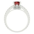 thumbnail image 4 of Clara Pucci 14K White Gold Solid Gold Garnet Solitaire with Accents Anniversary Ring for Women - 1.465 cttw Round Cut, 4 of 8