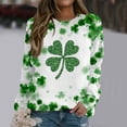 thumbnail image 2 of Plebaso Chandail en Molleton de la Saint-Patrick pour Femmes Imprimé Trèfle Col Rond Manches Longues Chandail P-5TG, 2 of 4