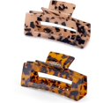 thumbnail image 1 of wonima11 Large Hair Claw Clips Big Cutout Tortoise Shell Celluloid Hair Jaw Clips 4.1inch French Design Rectangle Hair Clamp for Women Ladies, 1 of 1