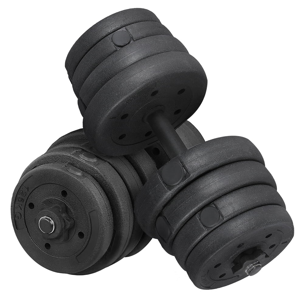 Totall 66 LB Weight Dumbbell Set Cap Gym Barbell Plates Body Workout Black New 