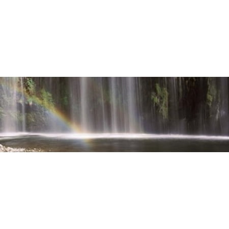 Rainbow formed in front of waterfall in a forest California USA Canvas Art - Panoramic Images (18 x (Best Fall In California)
