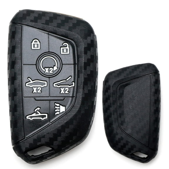Black Carbon Fiber Pattern Full Coverage Soft Silicone Key Fob Cover For Chevrolet 2020-up C8 Corvette Stingray Keyless Fob