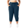thumbnail image 2 of Utoimkio Women's Plus Size Drawstring Elastic High Waist Capri Jogger Pants,Cuffed Ankle Cropped Sweat Joggers with Side Pockets for Workout & Daily Casual Wear, 2 of 6