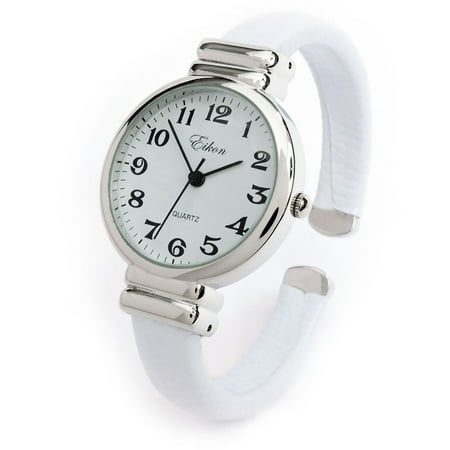 White Snake Style Band Slim Case Eikon Women's Bangle Cuff Watch