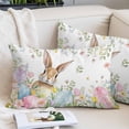 thumbnail image 2 of Easter Pillow Covers Queen, Spring Rabbit Colorful Eggs Budding Florals Leaf Soft Brushed Microfiber Breathable Throw Pillow Covers, Decorative Pillowcase with Zipper for Couch Sofa Bedroom 20"x30", 2 of 9