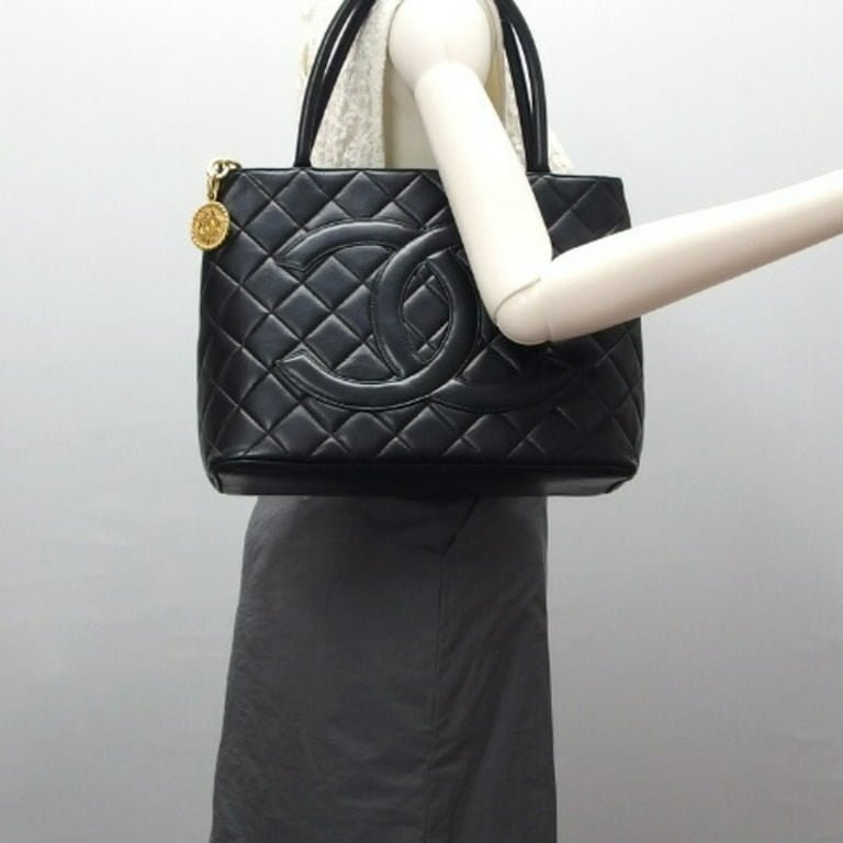 Pre-Owned Chanel Matelasse Coco Mark Reprint Tote Bag Ladies' Lambskin  Black (Good) 