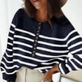 thumbnail image 2 of Haut à Rayures pour Femmes Automne Hiver Tricoté Mode Pull à Boutons Manches Longues, 2 of 5