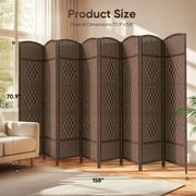 Jostyle Room Divider 6ft. Tall Extra Wide Privacy Screen, Folding Privacy Screens with Diamond Double-Weave Room dividers and Freestanding Room Dividers Privacy Screens(Mocha, 8-Panel)
