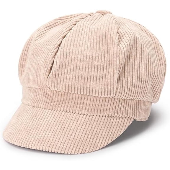 CoCoMangos Women's Classic Corduroy Newsboy Cap Vintage Ivy Paperboy Cap Winter Warm Octagonal Painter Hat Solid Cabbie Beret