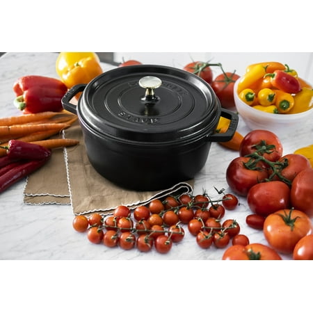 Staub - Cast Iron 4-qt Round Cocotte - Matte Black