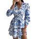 thumbnail image 2 of SAYOO, minivestido acampanado a la moda para mujer, vestido de manga larga con cuello en V y estampado Floral, vestido informal con cintura elástica para primavera y otoño SAYOO  moda, 2 of 7
