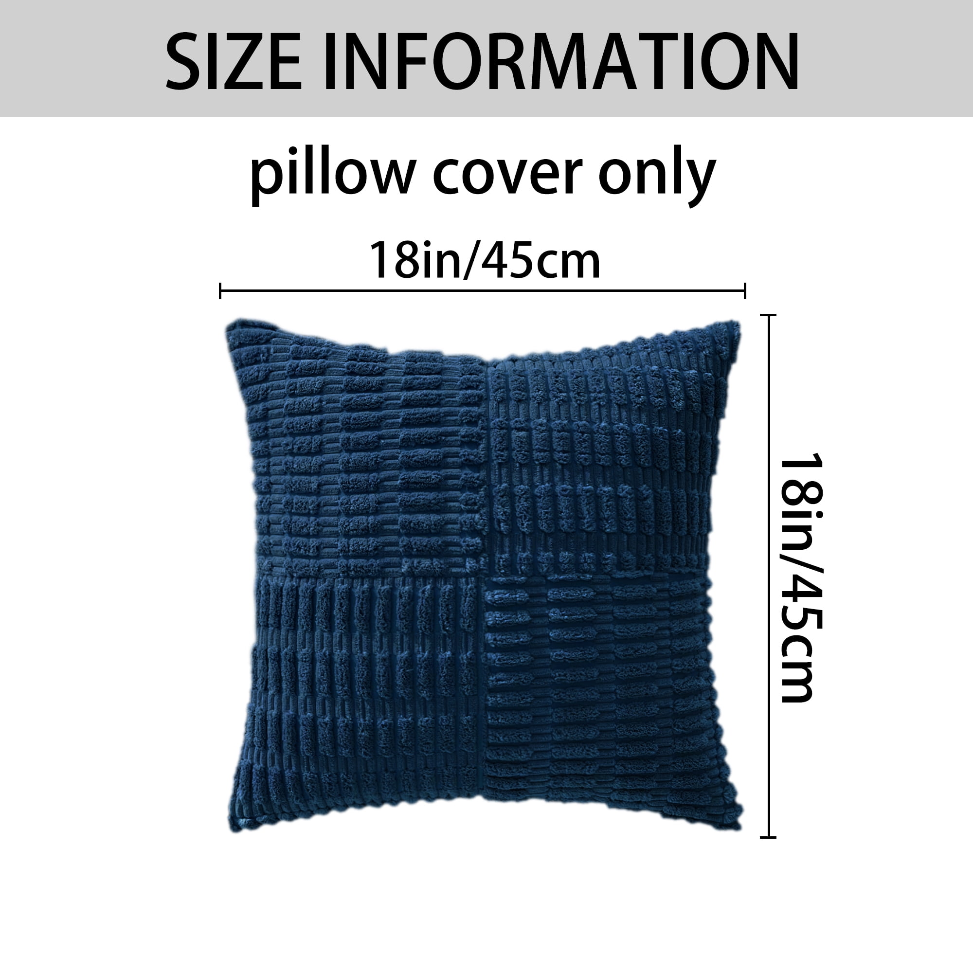 Unique Bargains 4 Pcs Corduroy Throw Pillow Covers 18" x 18" Dark Bule/Green