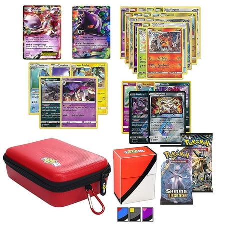 Totem World Pokemon Cards EX Lot with Red Card Case, 2 Pokemon EX Cards Guaranteed, Plus 2 Booster Pack, 5 Rares, 5 Holos, 20 Regular Pokemon Cards, and 1 Deck (The Best Pokemon Card In The World 2019)