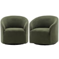 thumbnail image 5 of 32" Wide Modern Boucle Swivel Barrel Chairs Set of 2, No Assembly Round Upholstered Swivel Accent Armchairs for Living Room, Bedroom (Green), 5 of 9