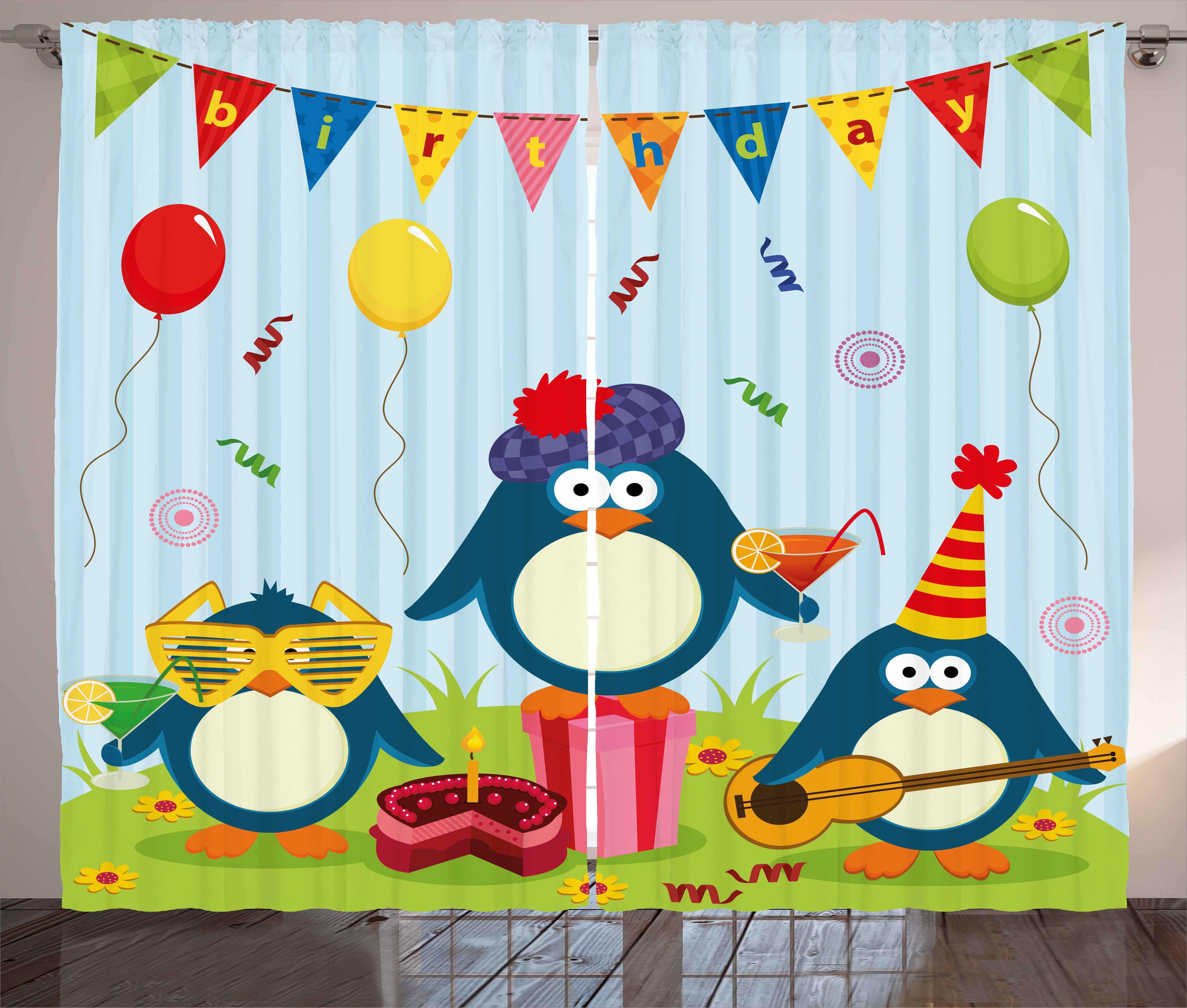 Birthday Decorations For Kids Curtains 2 Panels Set Cartoon