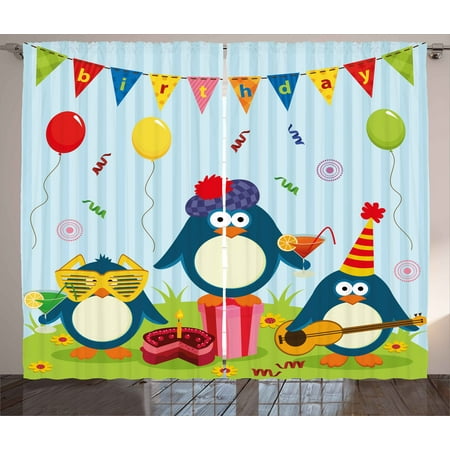 Birthday Decorations For Kids Curtains 2 Panels Set Cartoon